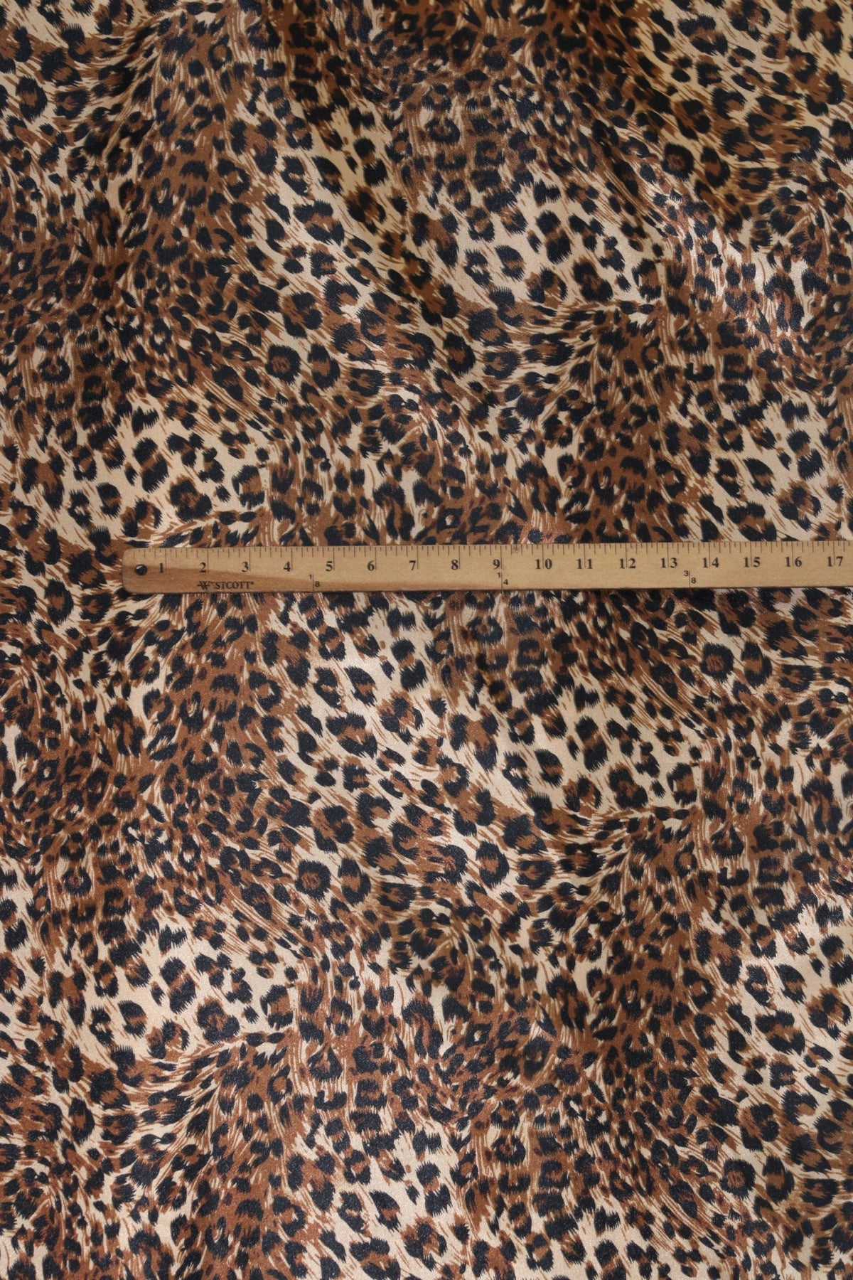 Cheetah Satin Print Polyester Fabric - Brown Small Cheetah Print, 59/60" Width