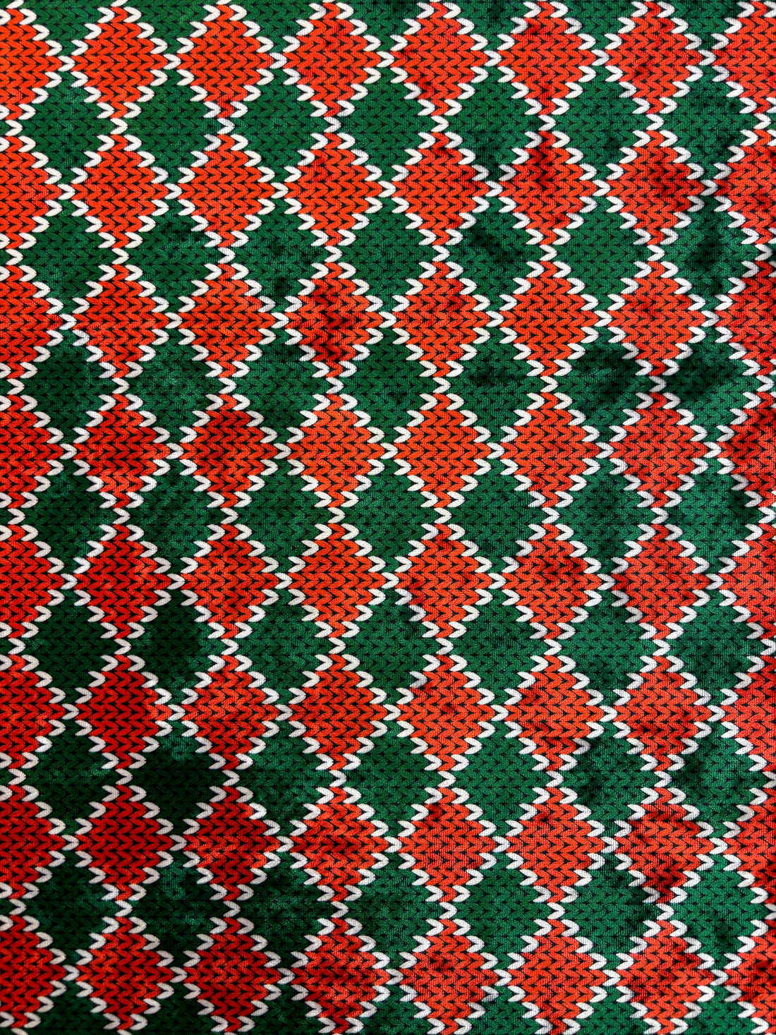 1 Yard Red Green Diamond Crushed Velvet 4?way Stretch Fabric Streetwear Dancewear Costumes 60 Inch Width
