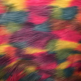 1 Yard Vibrant Pastel Rainbow Patchwork Faux Fur Fabric 58"/60" Width