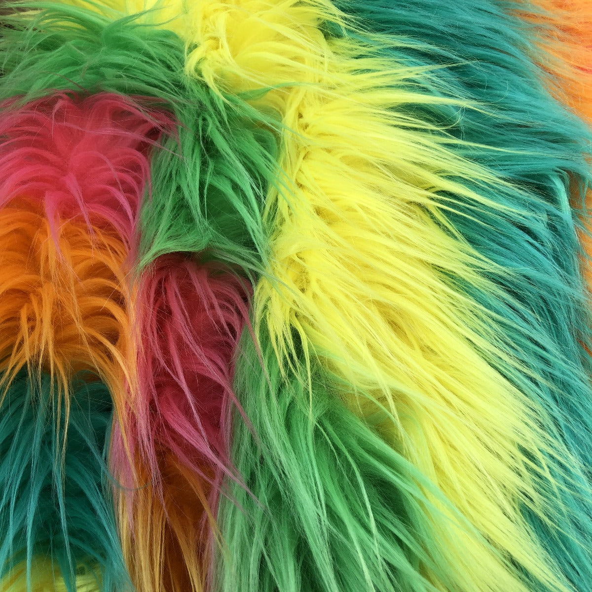 1 Yard Vibrant Multicolor Curly Long Pile Faux Fur Fabric 60" Width