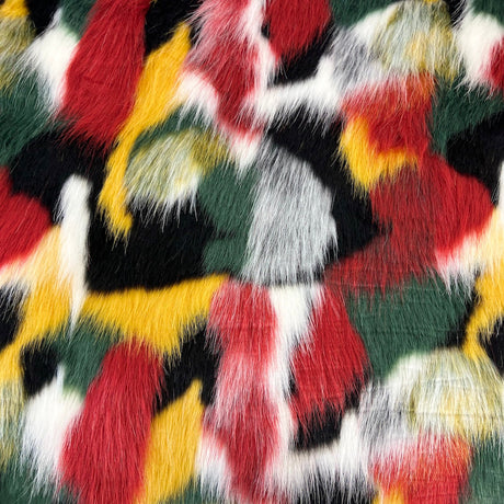 1 Yard Multicolor Patchwork Faux Fur Fabric
