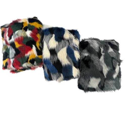 1 Yard Multicolor Patchwork Faux Fur Fabric
