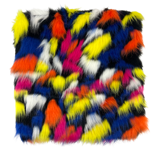 1 Yard Puzzled Multicolor Faux Fur Fabric  100% Polyester