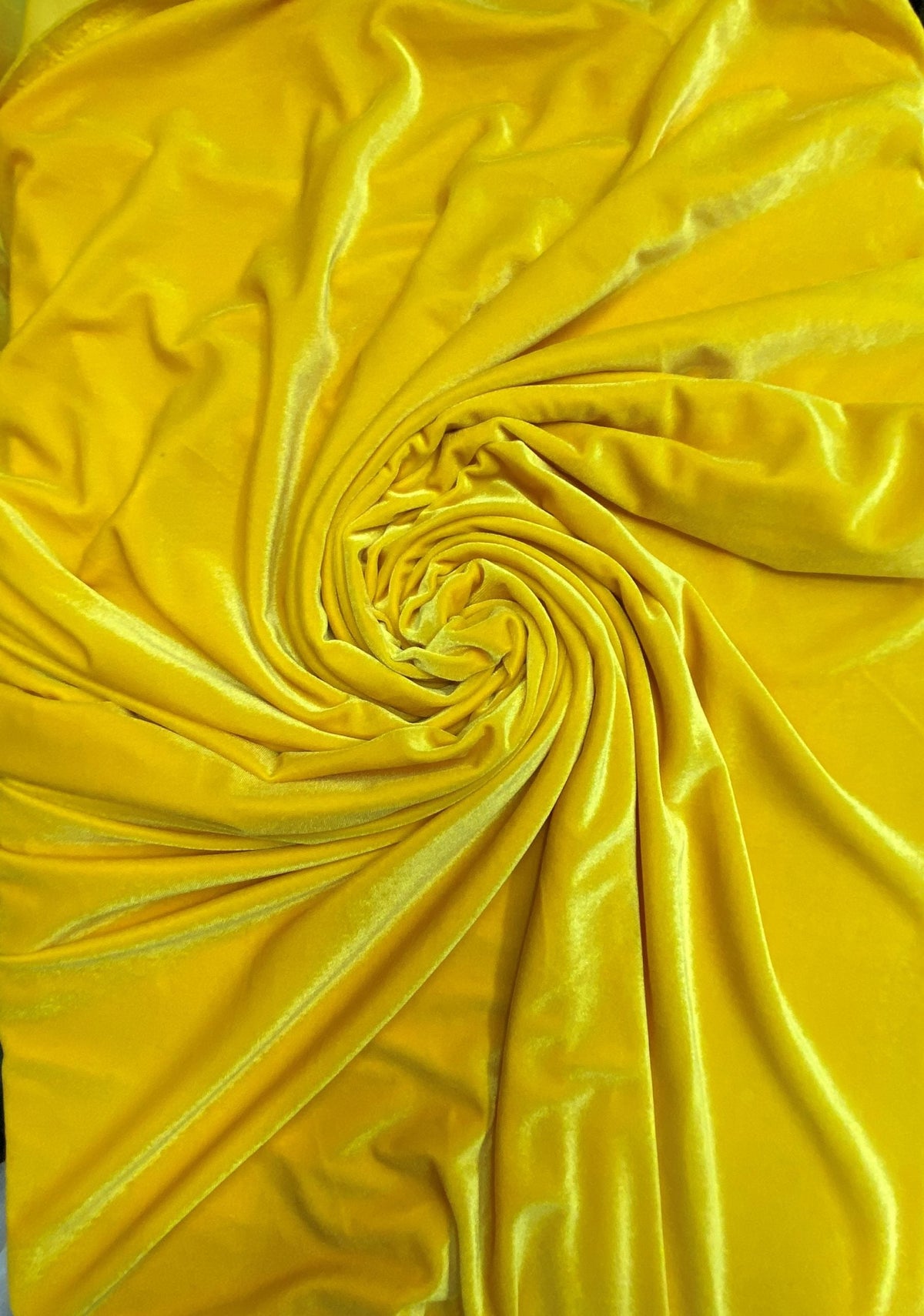 Yellow Stretch Velvet Fabric - Yellow, 58"-60" Wide