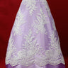 1 Yard Gold Beaded Corded Bridal Lace Fabric Embroidered on Polyester Net Mesh 50 inch Width
