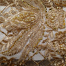 1 Yard Navy Beaded Lace Fabric Embroidered on Polyester Net Mesh 52 inch Width