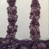 1 Yard Elegant Beaded & Corded Lace Trimming Embroidered on 100% Polyester Organza for Special Occasion Dresses 2 Inch Width
