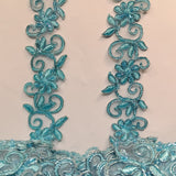 1 Yard Luxurious Beaded Corded Lace Trimming Embroidered Polyester Organza for Dresses 1.5 Inch Width