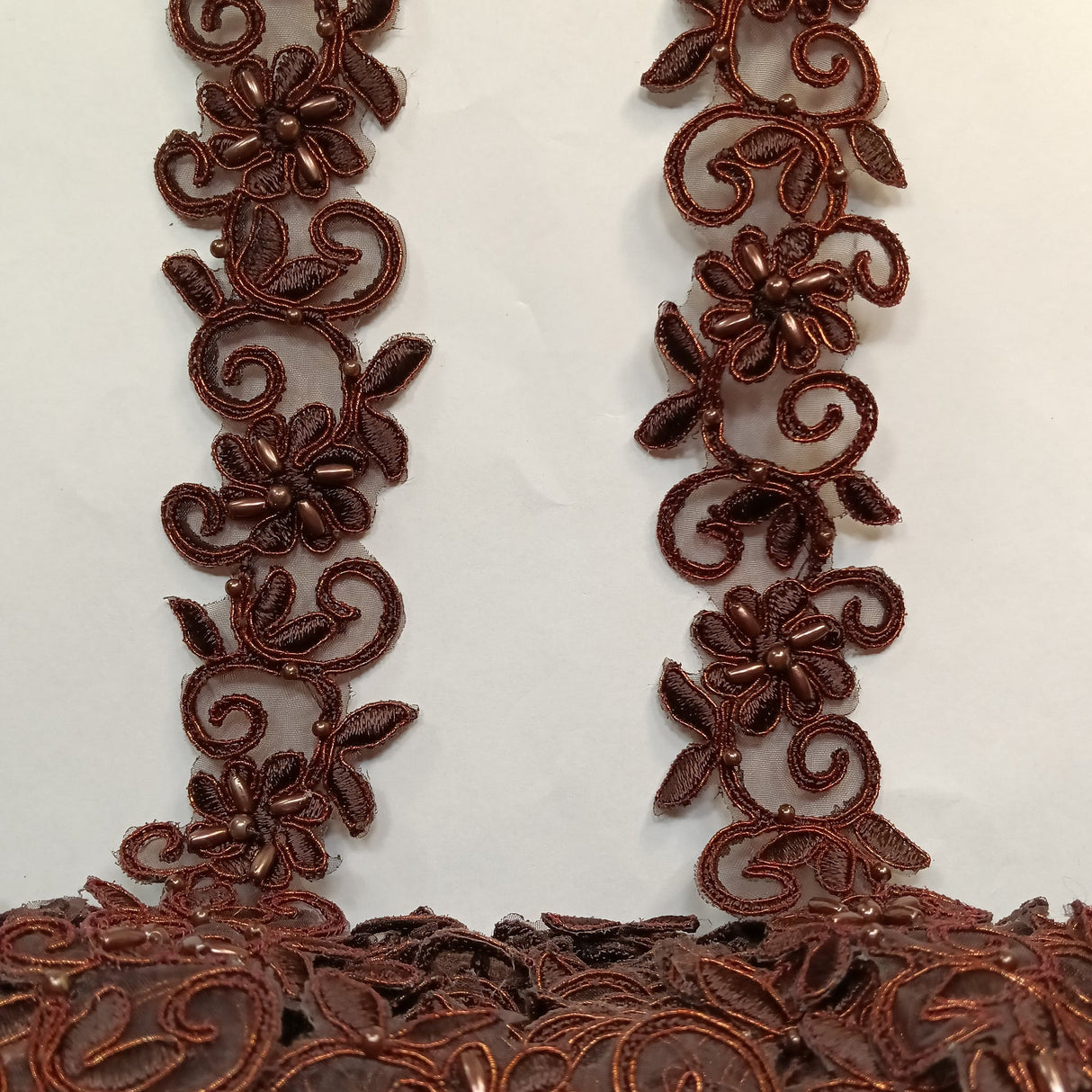 1 Yard Luxurious Beaded Corded Lace Trimming Embroidered Polyester Organza for Dresses 1.5 Inch Width