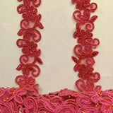 1 Yard Luxurious Beaded Corded Lace Trimming Embroidered Polyester Organza for Dresses 1.5 Inch Width