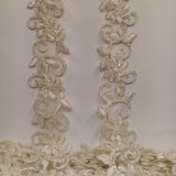 1 Yard Luxurious Beaded Corded Lace Trimming Embroidered Polyester Organza for Dresses 1.5 Inch Width