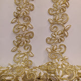 1 Yard Luxurious Beaded Corded Lace Trimming Embroidered Polyester Organza for Dresses 1.5 Inch Width