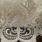1 Yard Ivory Beaded & Corded Lace Fabric on Polyester Mesh, 51" Wide Embroidered Net Lace for Apparel & Decor