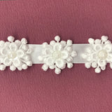 1 Yard Beaded 3D Guipure Floral Lace Trimming on Ribbon | 1" Wide | Elegant Trim for Bridal, Formal & Dancewear