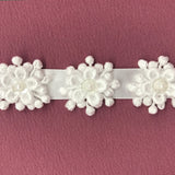 1 Yard Beaded 3D Guipure Floral Lace Trimming on Ribbon | 1" Wide | Elegant Trim for Bridal, Formal & Dancewear