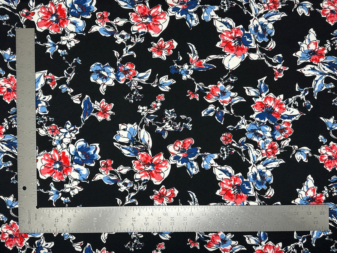 1 Yard Liverpool Knit Floral Print Fabric Textured Stretchy Apparel Material 60 Inch Width