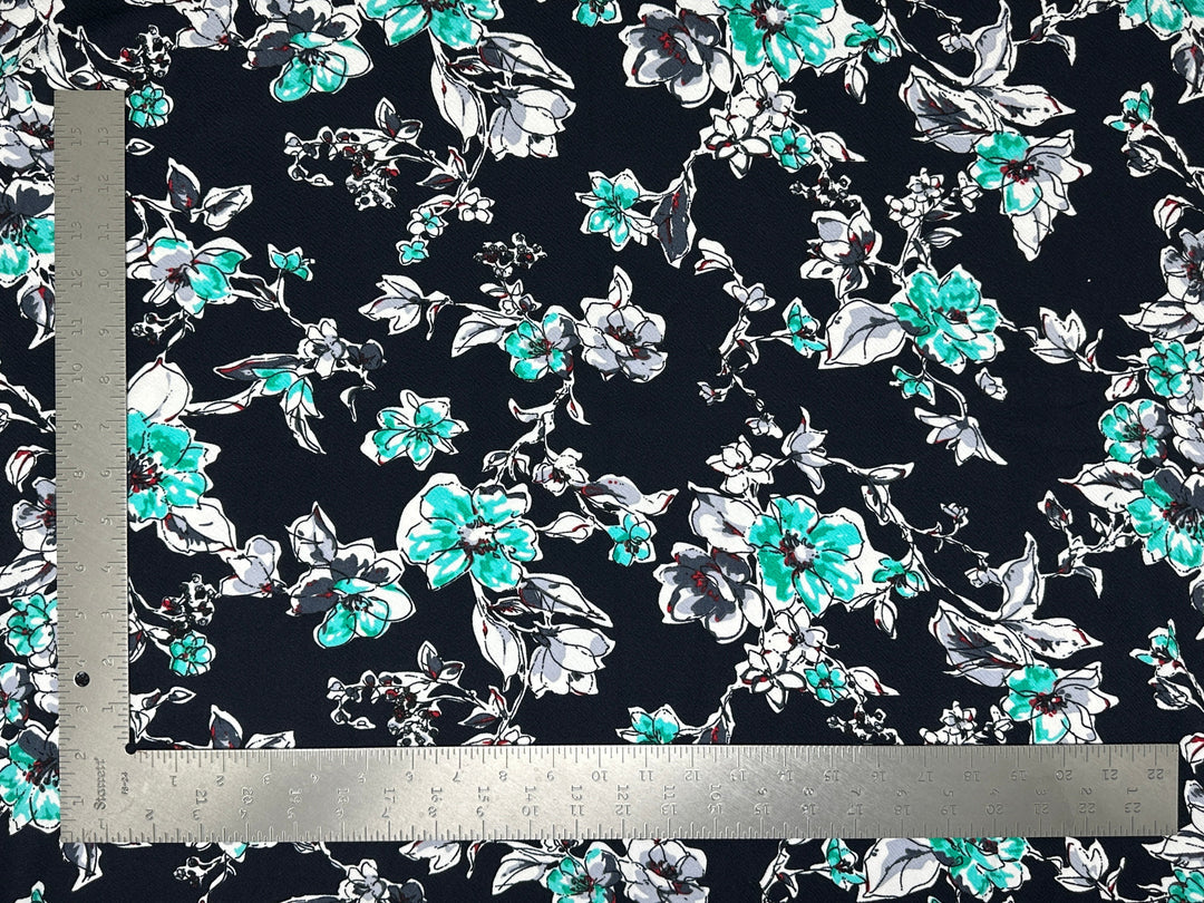 1 Yard Liverpool Knit Floral Print Fabric Textured Stretchy Apparel Material 60 Inch Width