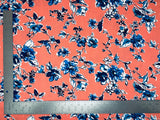 1 Yard Liverpool Knit Floral Print Fabric Textured Stretchy Apparel Material 60 Inch Width