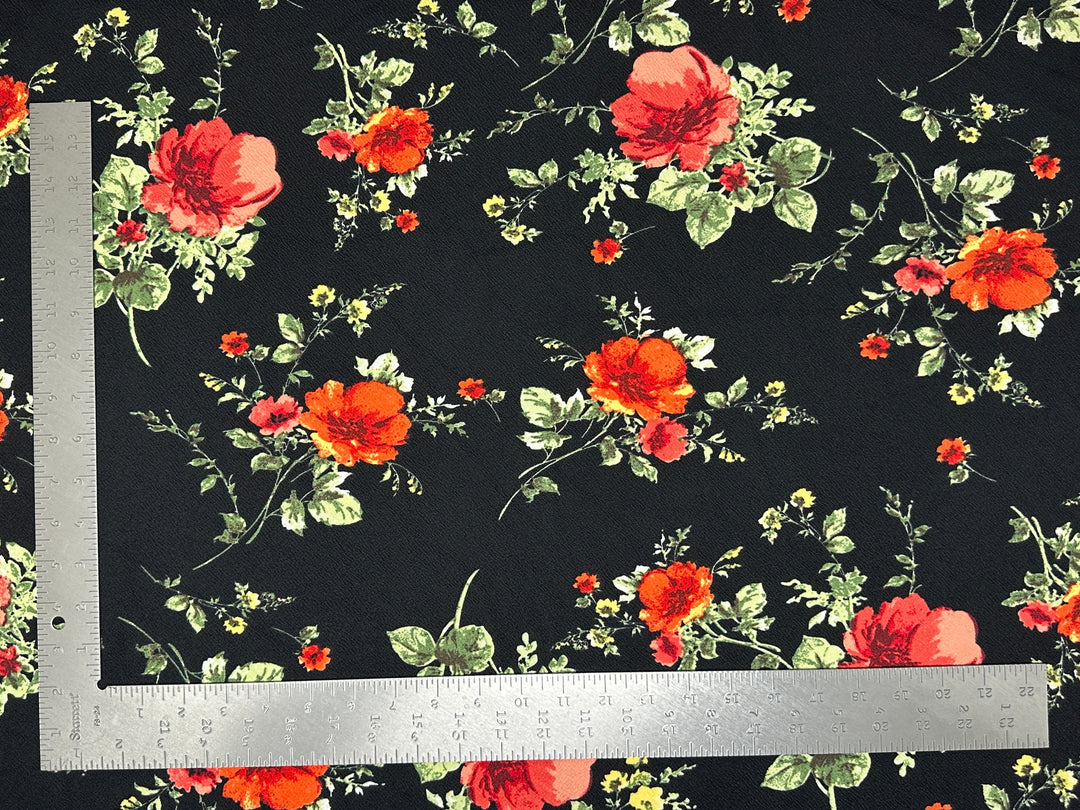 1 Yard Liverpool Knit Floral Print Fabric Stretch Crepe Textured Material 60 Inch Width