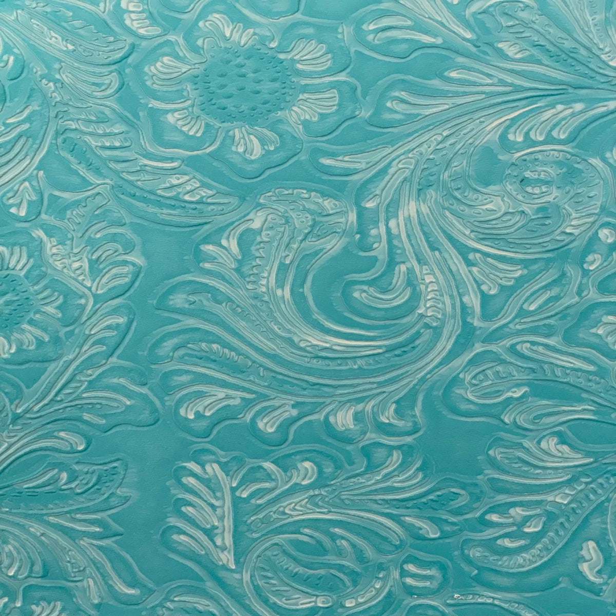 1 Yard Western Floral PU Faux Leather Vinyl Fabric 100% Polyurethane