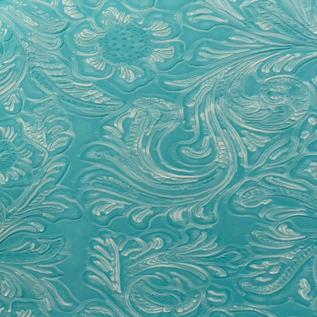 1 Yard Western Floral PU Faux Leather Vinyl Fabric 100% Polyurethane