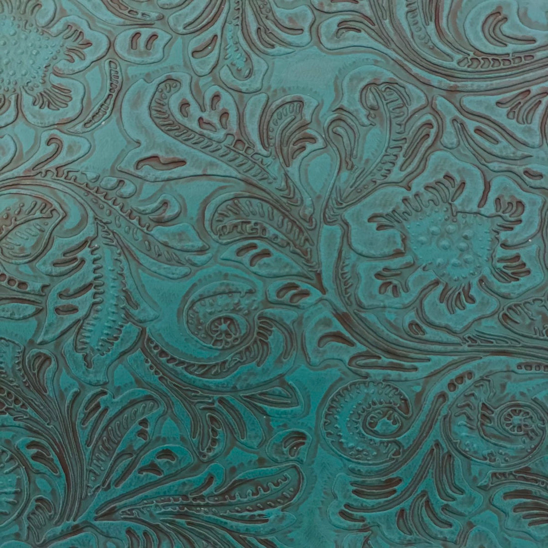 Floral Western Faux Leather PU Fabric 56” Wide Vinyl Material for Wallets, Crafts & Décor