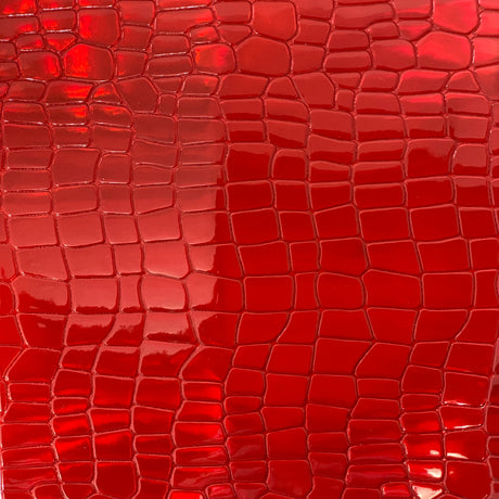 1 Yard Iridescent Faux Crocodile Vinyl Fabric 100% Polyester