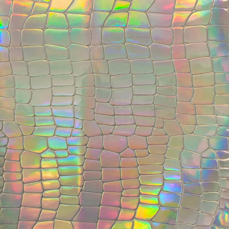 1 Yard Iridescent Faux Crocodile Vinyl Fabric 100% Polyester