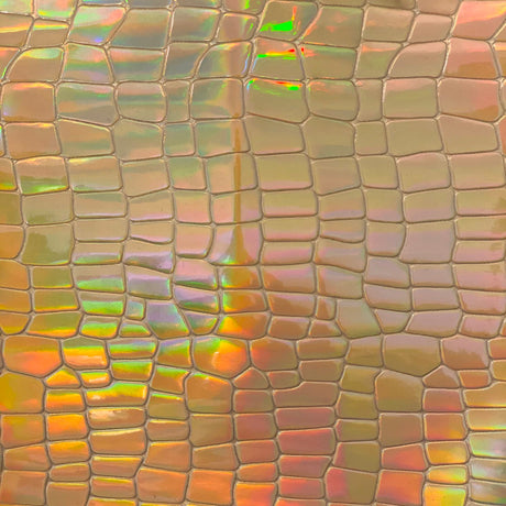 1 Yard Iridescent Faux Crocodile Vinyl Fabric 100% Polyester