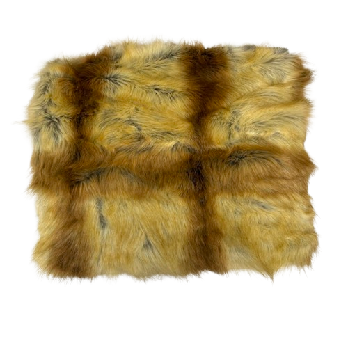 1 Yard Golden Brown Foxtail Print Multicolor Faux Fur Shag Fabric 60" Width