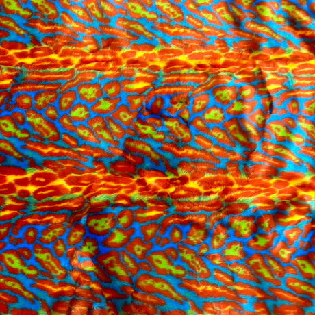 1 Yard Multicolor Rainbow Leopard Print Faux Fur Fabric