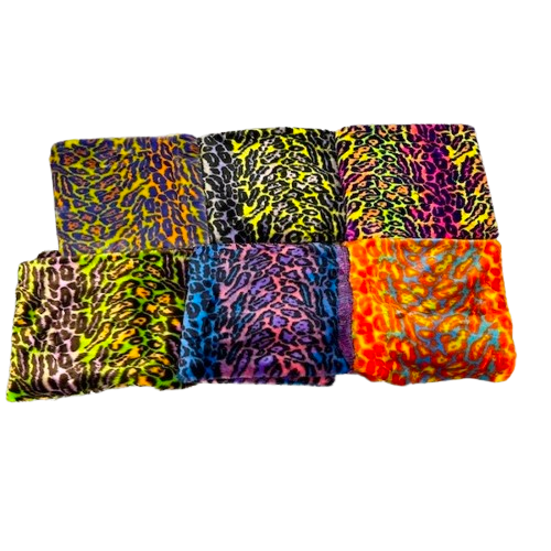 1 Yard Multicolor Rainbow Leopard Print Faux Fur Fabric