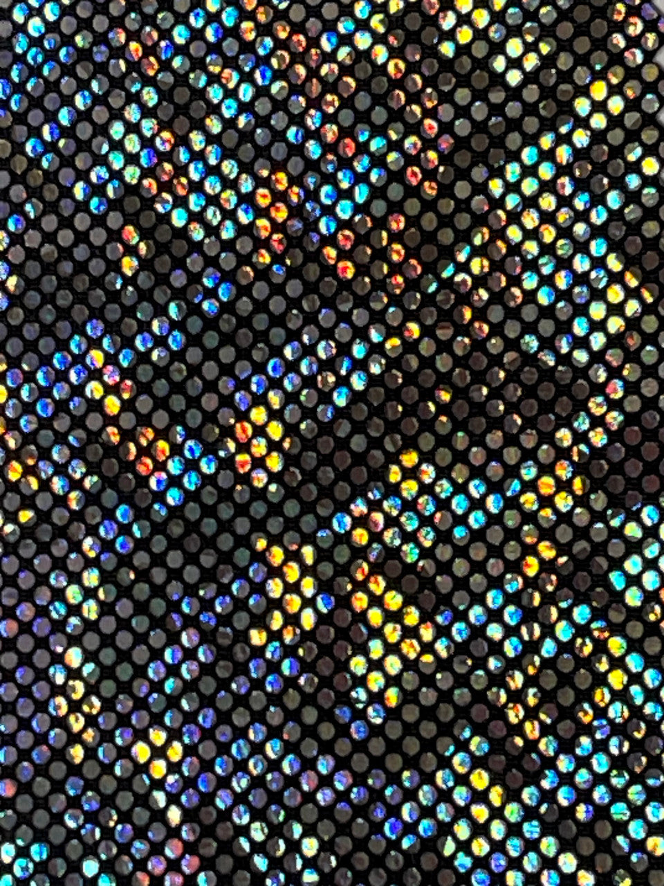 Shattered Holographic Honeycomb Nylon Spandex Fabric - Green, Royal, Red, Iridescent Black, Silver, Pink, Chartreuse, White, Gold, 58" Wide