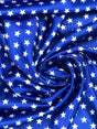 Patriotic Stars Charmeuse Print Royal Polyester Fabric - White Stars Print, Royal, 60" Width (1 Yard)