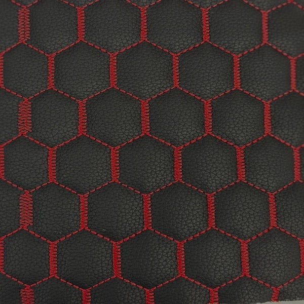 1 Yard Honeycomb Hexagon Quilted Foam Backed Faux Leather Vinyl Fabric