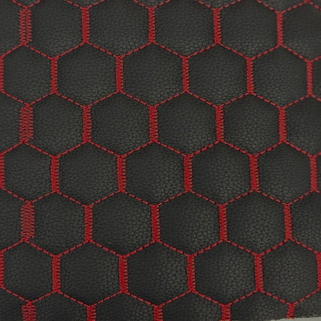 1 Yard Honeycomb Hexagon Quilted Foam Backed Faux Leather Vinyl Fabric