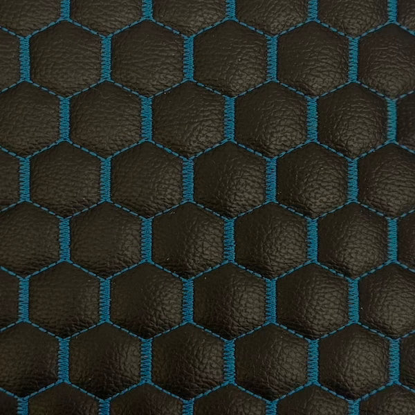 Honeycomb Quilted Faux Leather Vinyl Fabric 1/2" Thick, Foam Backing, 52/54” Wide, for Automotive & Furniture