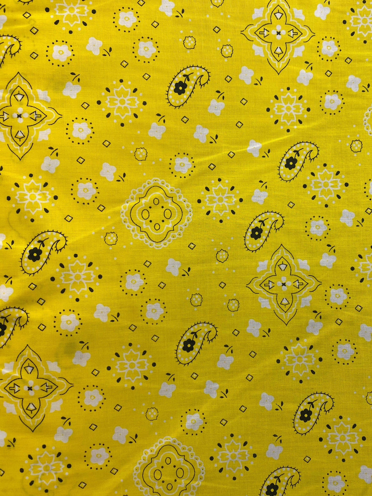 Paisley Bandanna Yellow Poly Cotton Fabric - Yellow Paisley Print, 59/60" Width (1 Yard)
