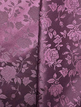 Plum Jacquard Satin Fabric - Plum Reversible Jacquard, 58"-60" Width