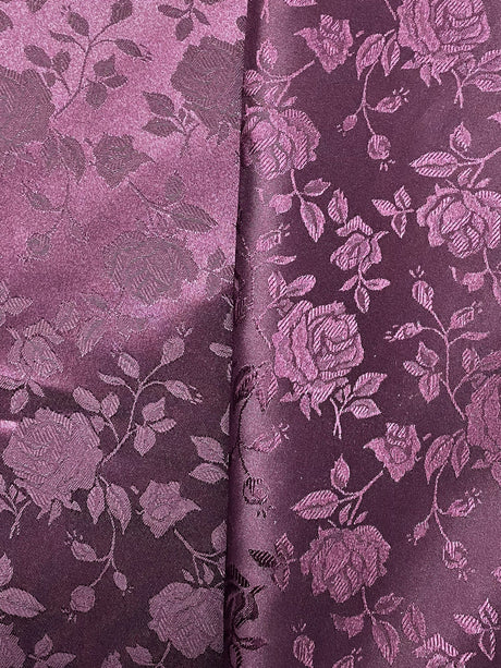 Plum Jacquard Satin Fabric - Plum Reversible Jacquard, 58"-60" Width