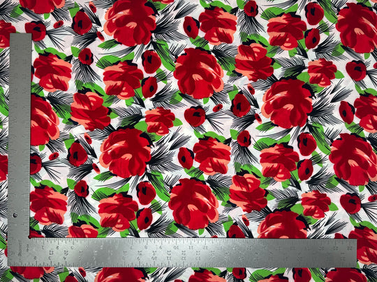 1 Yard Lightweight Floral ITY Knit Fabric Stretch Material for Clothing Dresses Tops 58 Inches Width