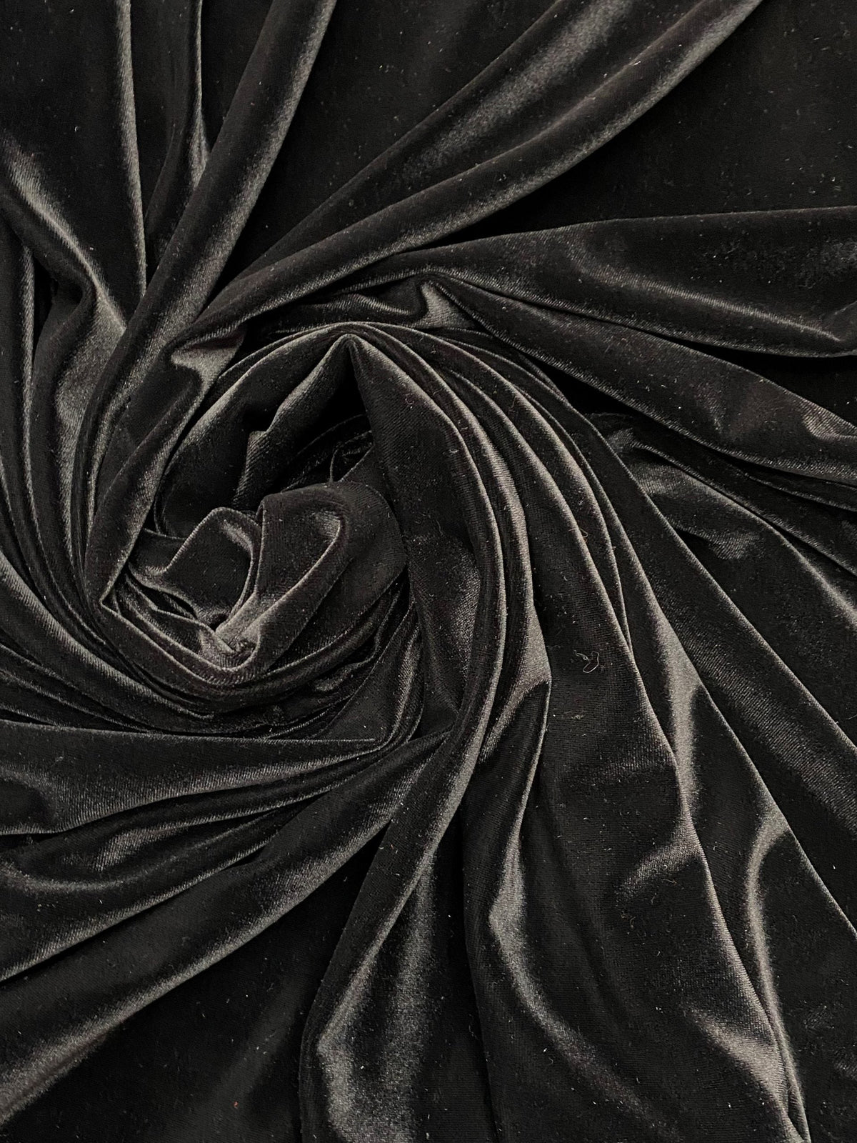 Black Stretch Velvet Fabric - Black, 58"-60" Width (1 Yard)