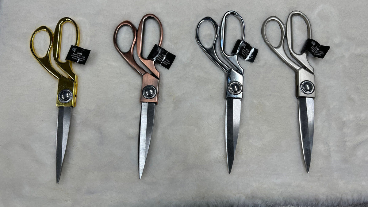 Professional Tailor Scissors Stainless Steel Fabric - Chrome Gold, Brushed Copper, Chrome Silver, Brushed Nickel, 8" Length, 2.35" Width, 0.79" Height