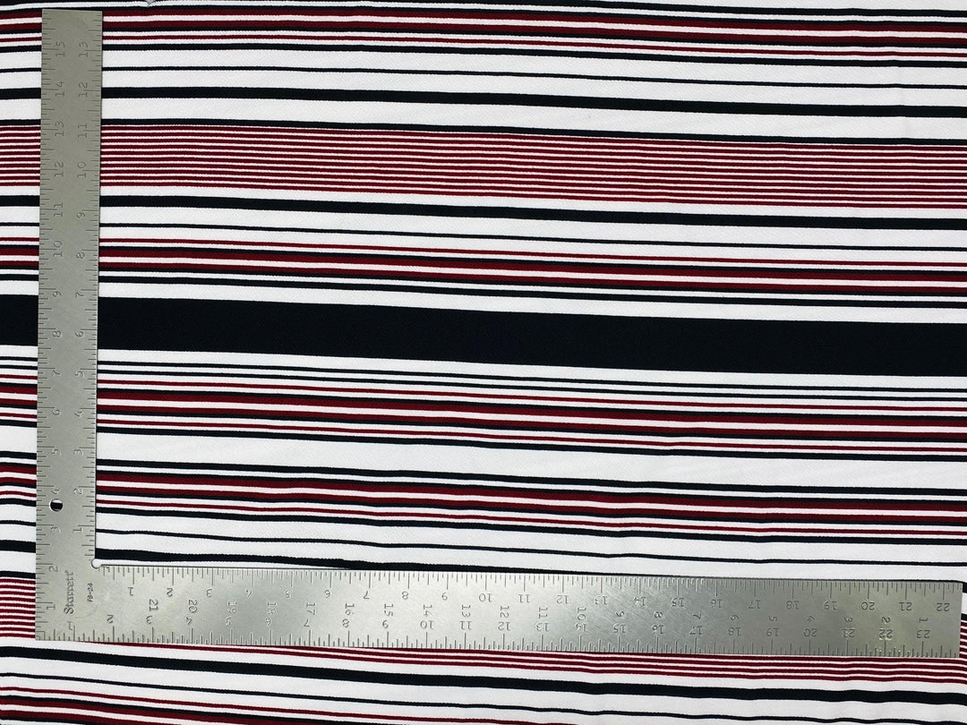 1 Yard Liverpool Knit Horizontal Multicolor Stripe Fabric for Apparel and Crafts – 58–60 Inches Wide