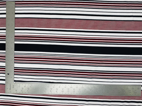 1 Yard Liverpool Knit Horizontal Multicolor Stripe Fabric for Apparel and Crafts – 58–60 Inches Wide