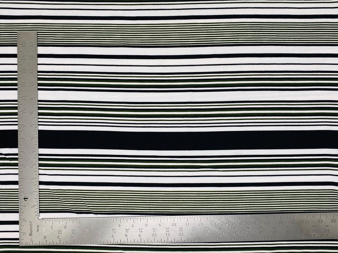 1 Yard Liverpool Knit Horizontal Multicolor Stripe Fabric for Apparel and Crafts – 58–60 Inches Wide