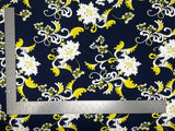 1 Yard Liverpool Knit Floral Print Fabric – Stretch Textured Floral Fabric for Garments and Headwraps – 58 Inch