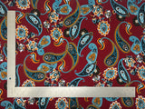 1 Yard Liverpool Knit Paisley Print Fabric – Stretch Crepe Textured Fabric for Garments – 58" Width