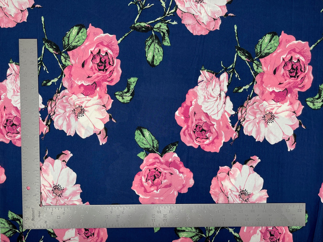1 Yard ITY Knit Floral Print Fabric For Dresses and Apparel 60 Inches Wide