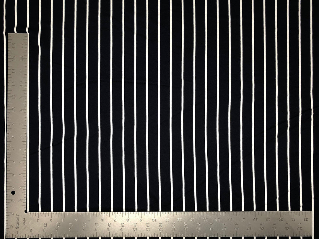 1 Yard Techno Crepe Knit Vertical Summer Stripe Print Fabric Lightweight Stretch 60 Inch Width